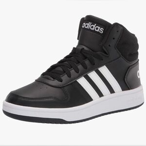 Boys Adidas Hoops Mid Basketball Shoes, Black/White, Size 3, EUC